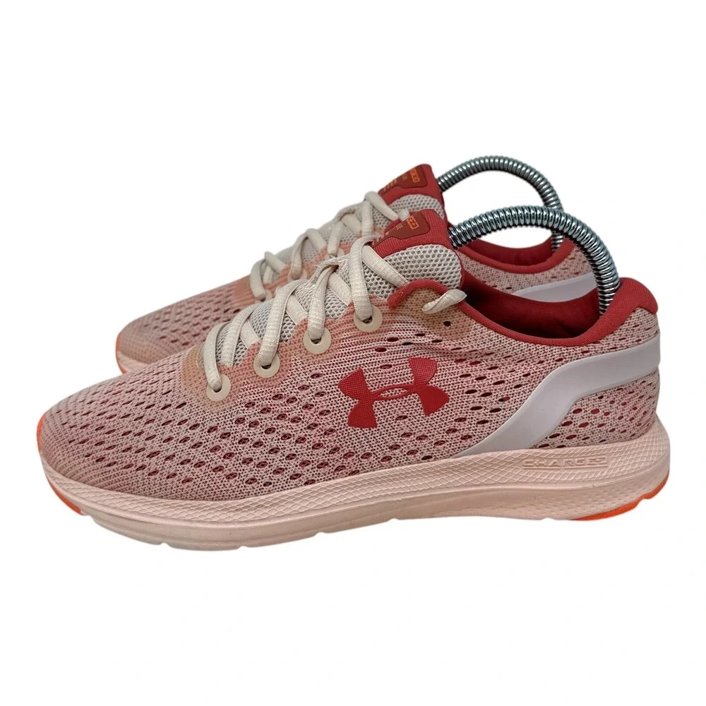 Under Armour Charged Impulse Women 7.5 Pink Orange Running Shoes 3022572-800